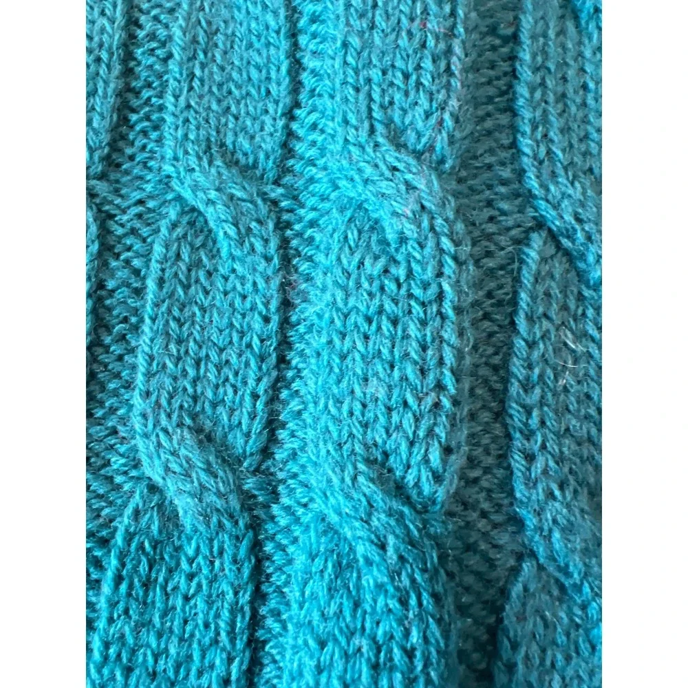 Vintage‎ Pendleton Petite Wool Cardigan Green Blue Cable Knit Button Up Large(P) - Picture 6 of 6